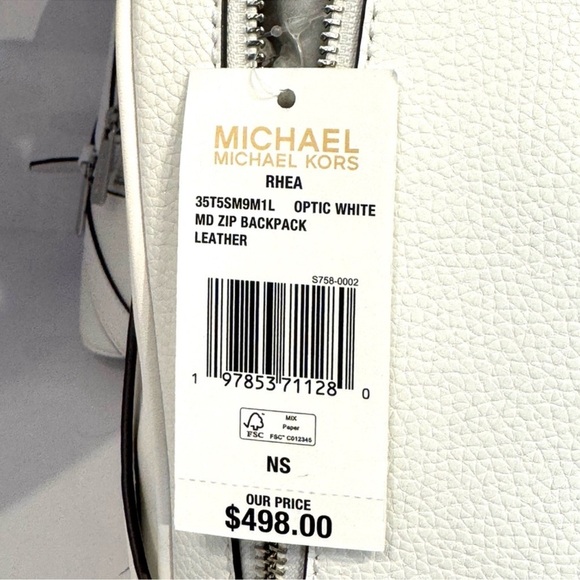 Michael Kors Rhea Medium Pebbled Leather Backpack Optic White main image 2